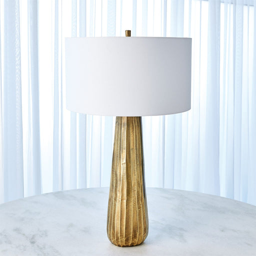 Global Views Chased Round Table Lamp - Antique Brass