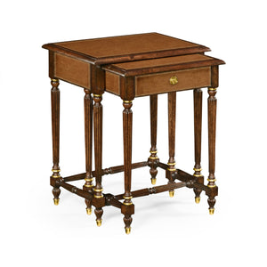 Jonathan Charles Mahogany Leather Nest of Tables w/ Drawer ( 499188 )