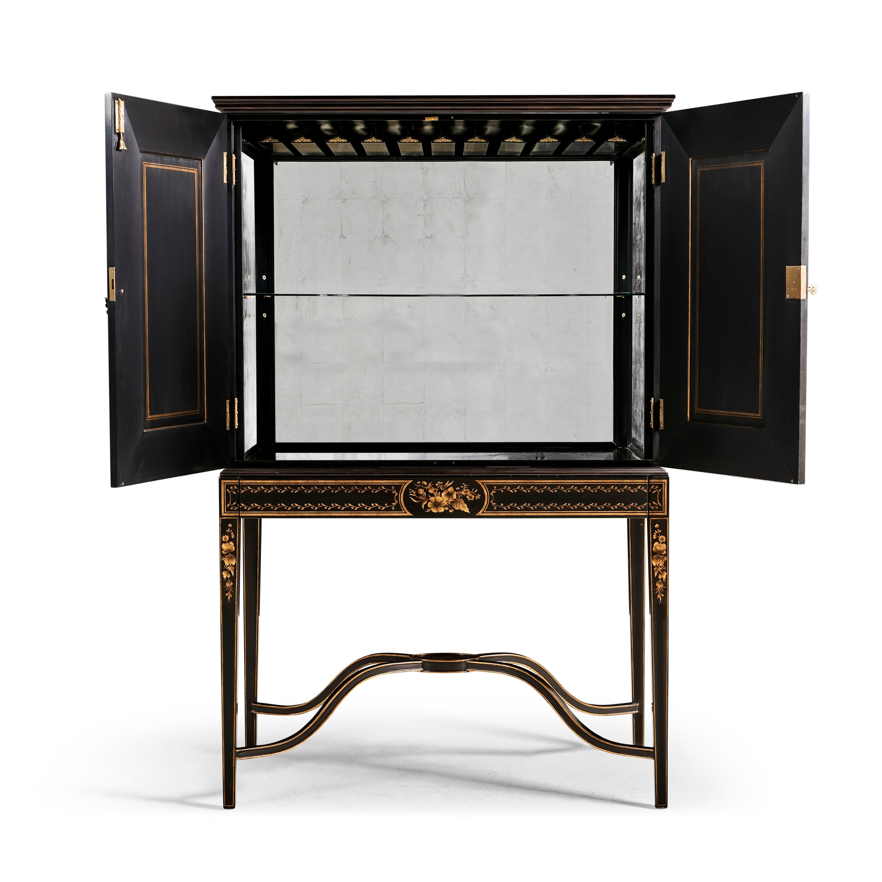 Jonathan Charles Formal Black & Gold Drinks Cabinet ( 492356-FBG )