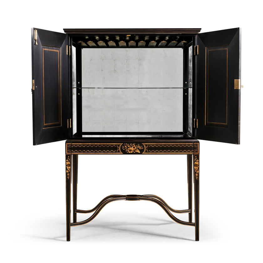 Jonathan Charles Formal Black & Gold Drinks Cabinet ( 492356-FBG )