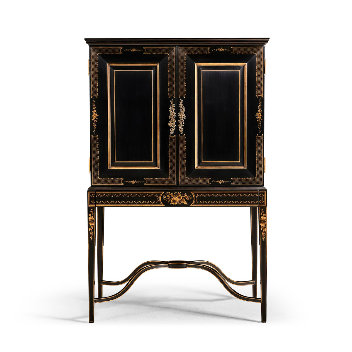 Jonathan Charles Formal Black & Gold Drinks Cabinet ( 492356-FBG )