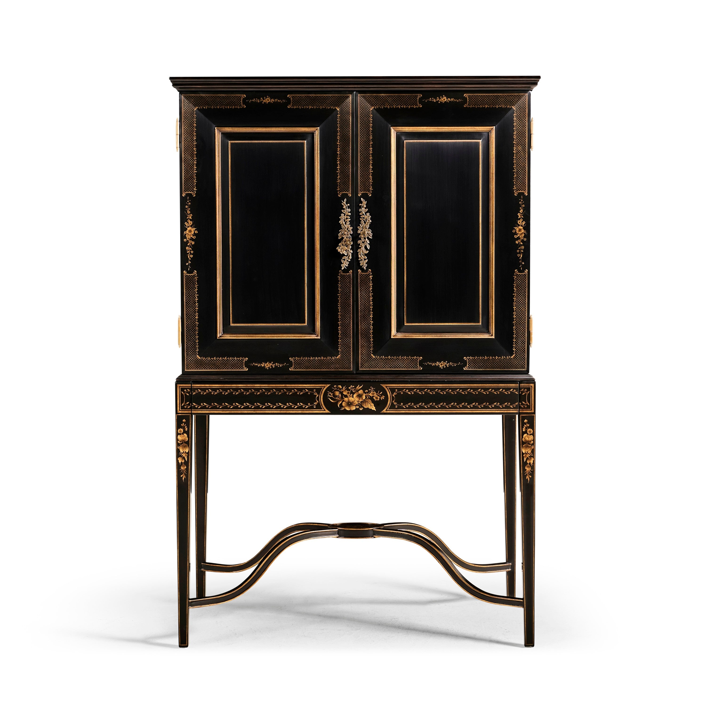 Jonathan Charles Formal Black & Gold Drinks Cabinet ( 492356-FBG )
