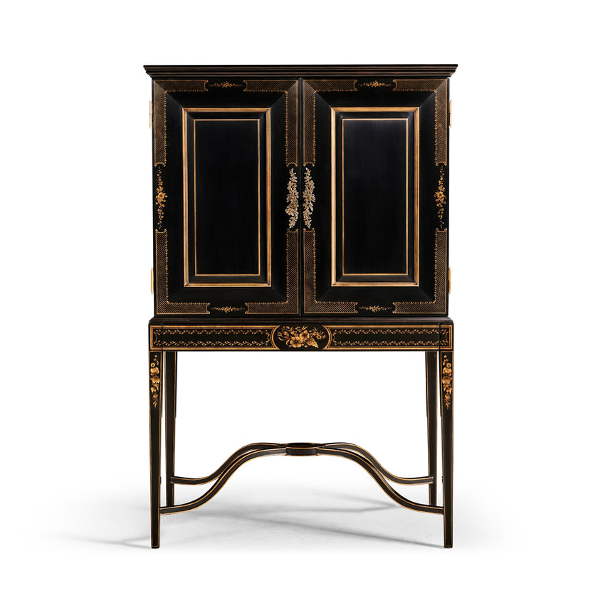 Jonathan Charles Formal Black & Gold Drinks Cabinet ( 492356-FBG )