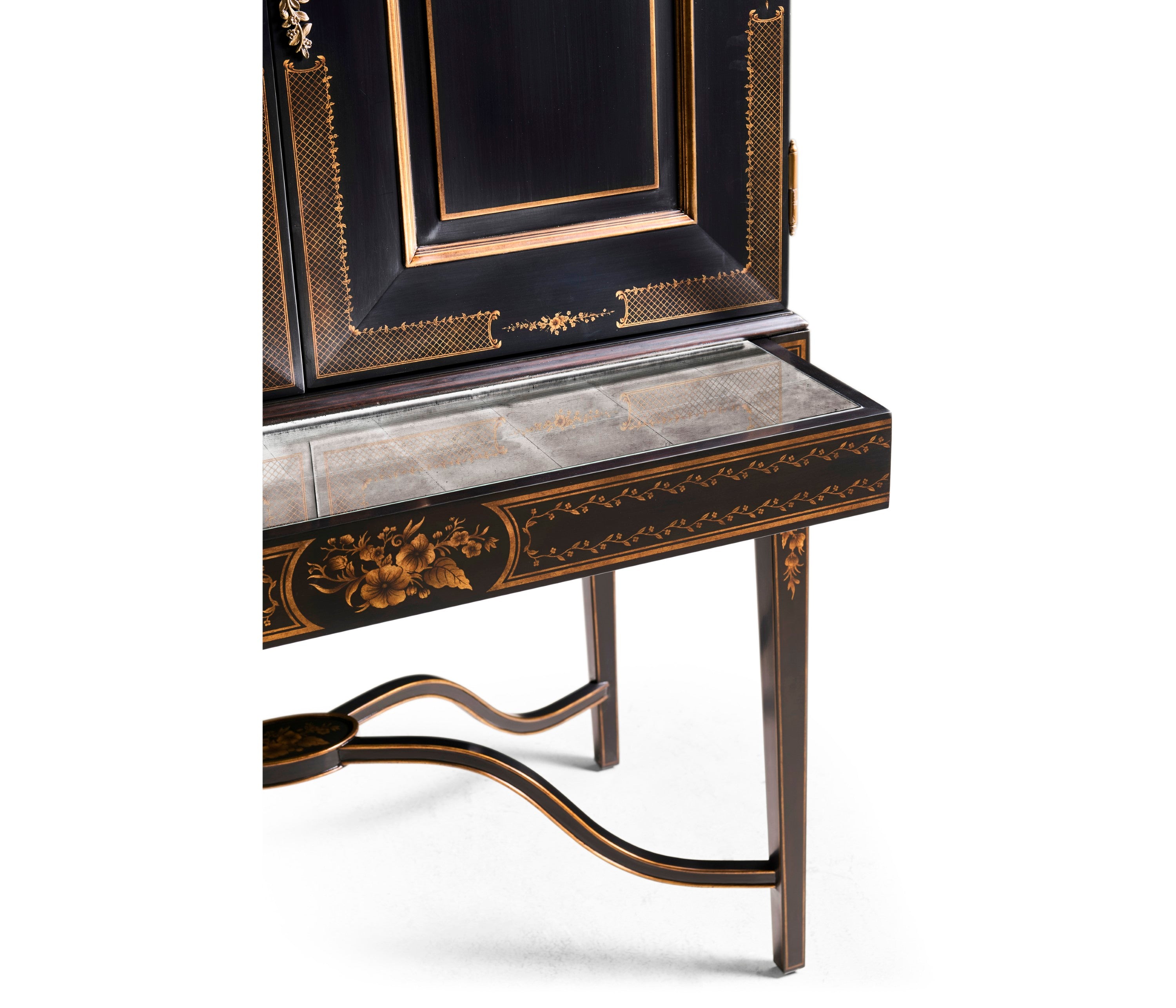 Jonathan Charles Formal Black & Gold Drinks Cabinet ( 492356-FBG )