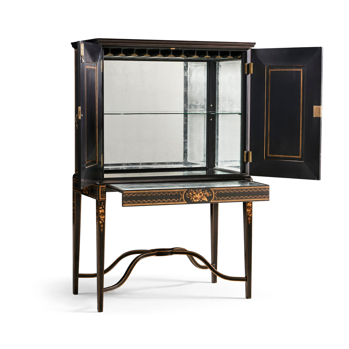 Jonathan Charles Formal Black & Gold Drinks Cabinet ( 492356-FBG )
