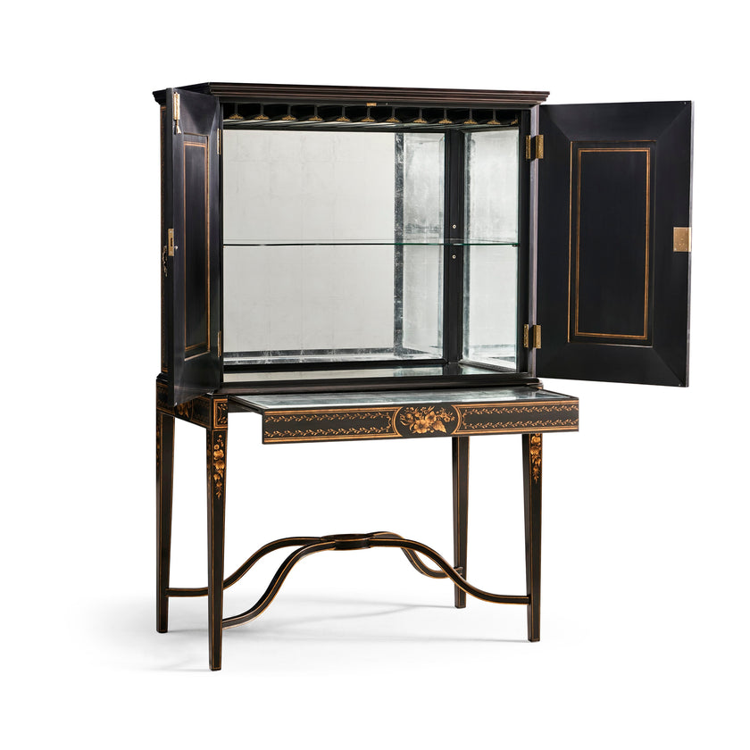 Jonathan Charles Formal Black & Gold Drinks Cabinet ( 492356-FBG )