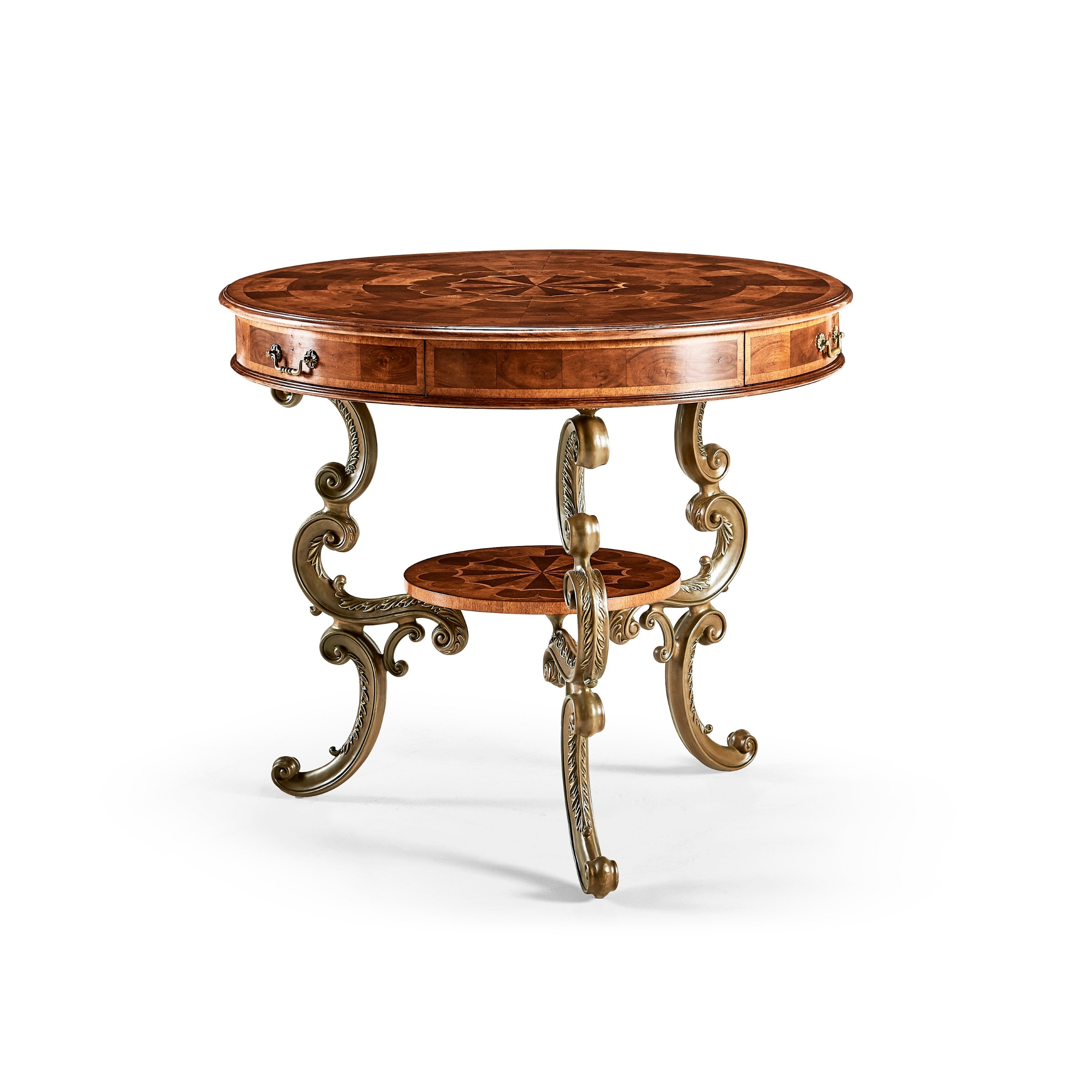 Jonathan Charles Oyster Round Table on Brass Base ( 492096-WAL )