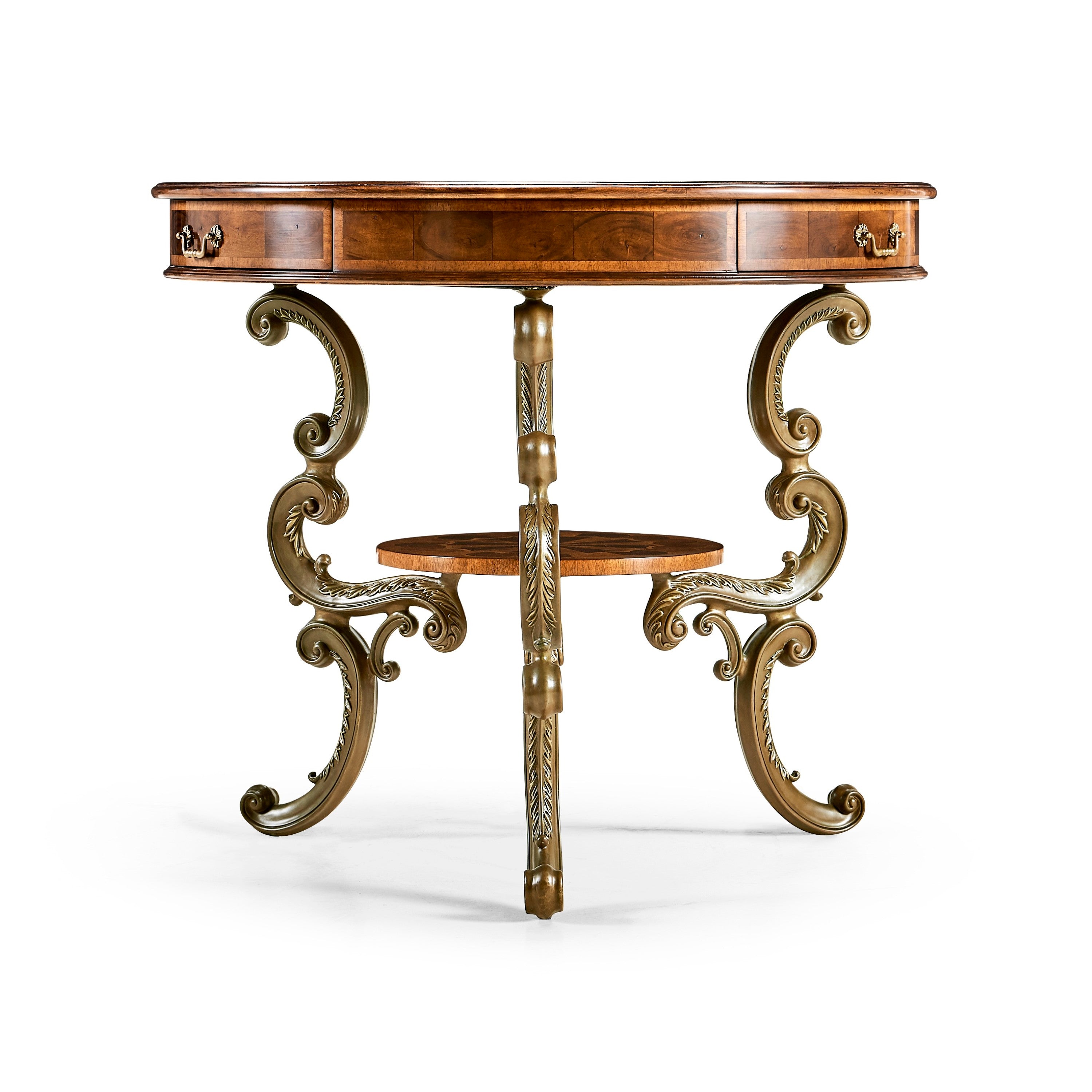 Jonathan Charles Oyster Round Table on Brass Base ( 492096-WAL )