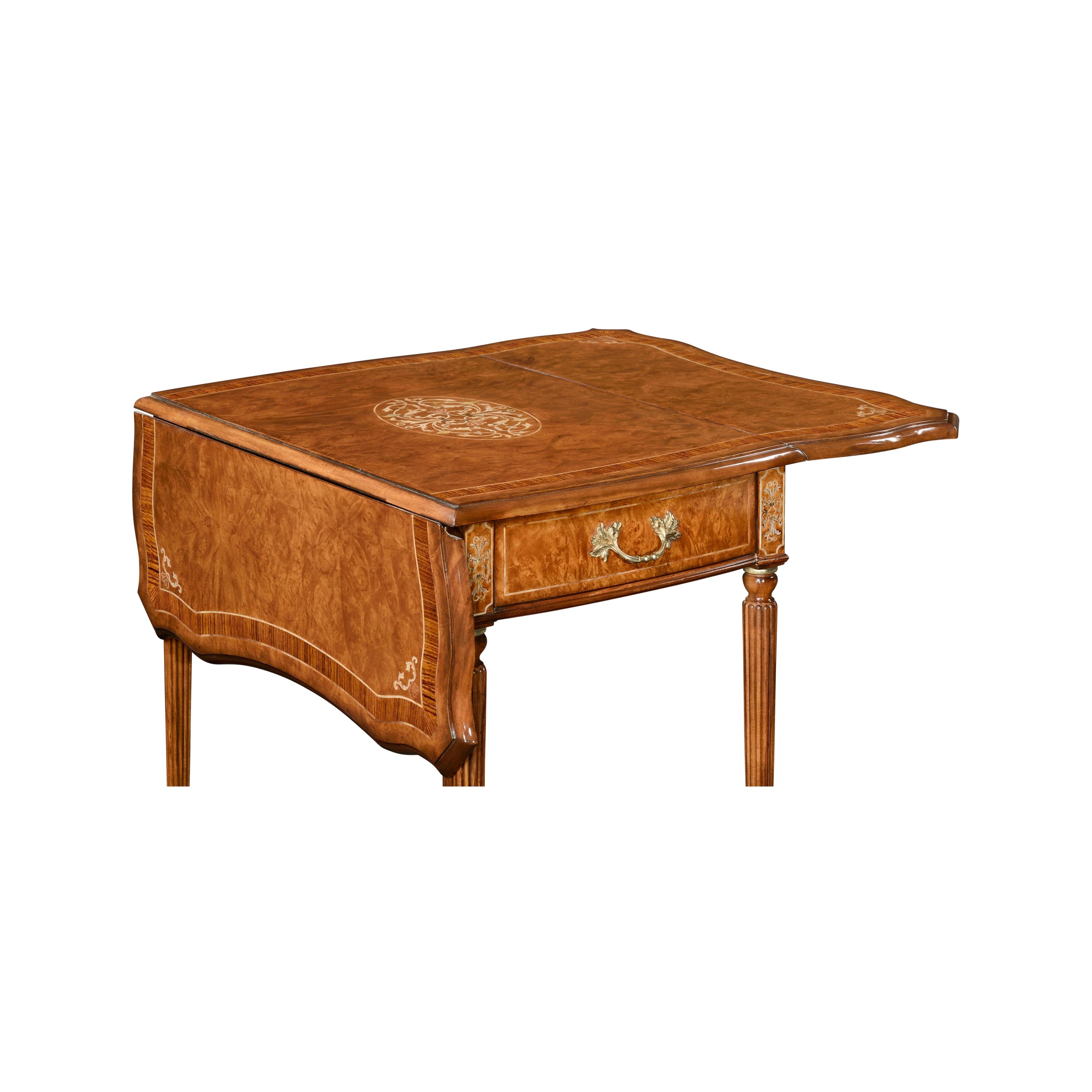 Jonathan Charles Burl & Mother of Pearl Pembroke Table ( 499212-BRW-MOP )