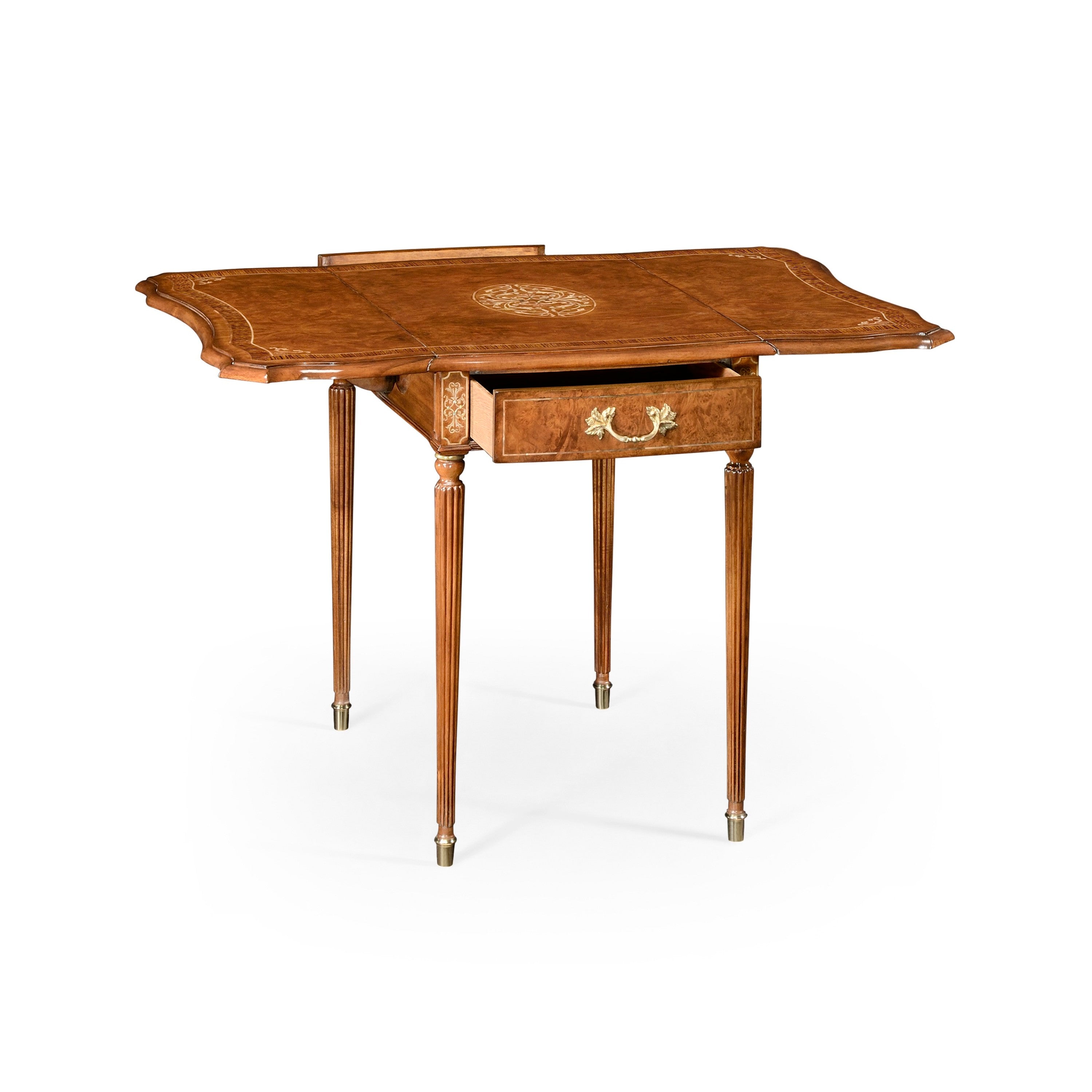 Jonathan Charles Burl & Mother of Pearl Pembroke Table ( 499212-BRW-MOP )