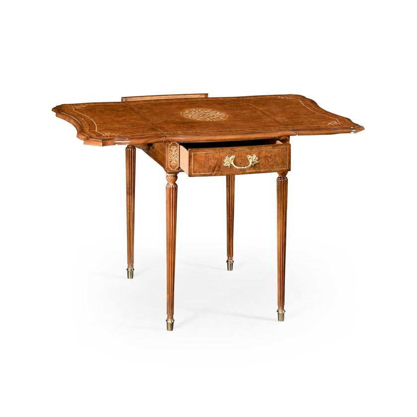 Jonathan Charles Burl & Mother of Pearl Pembroke Table ( 499212-BRW-MOP )
