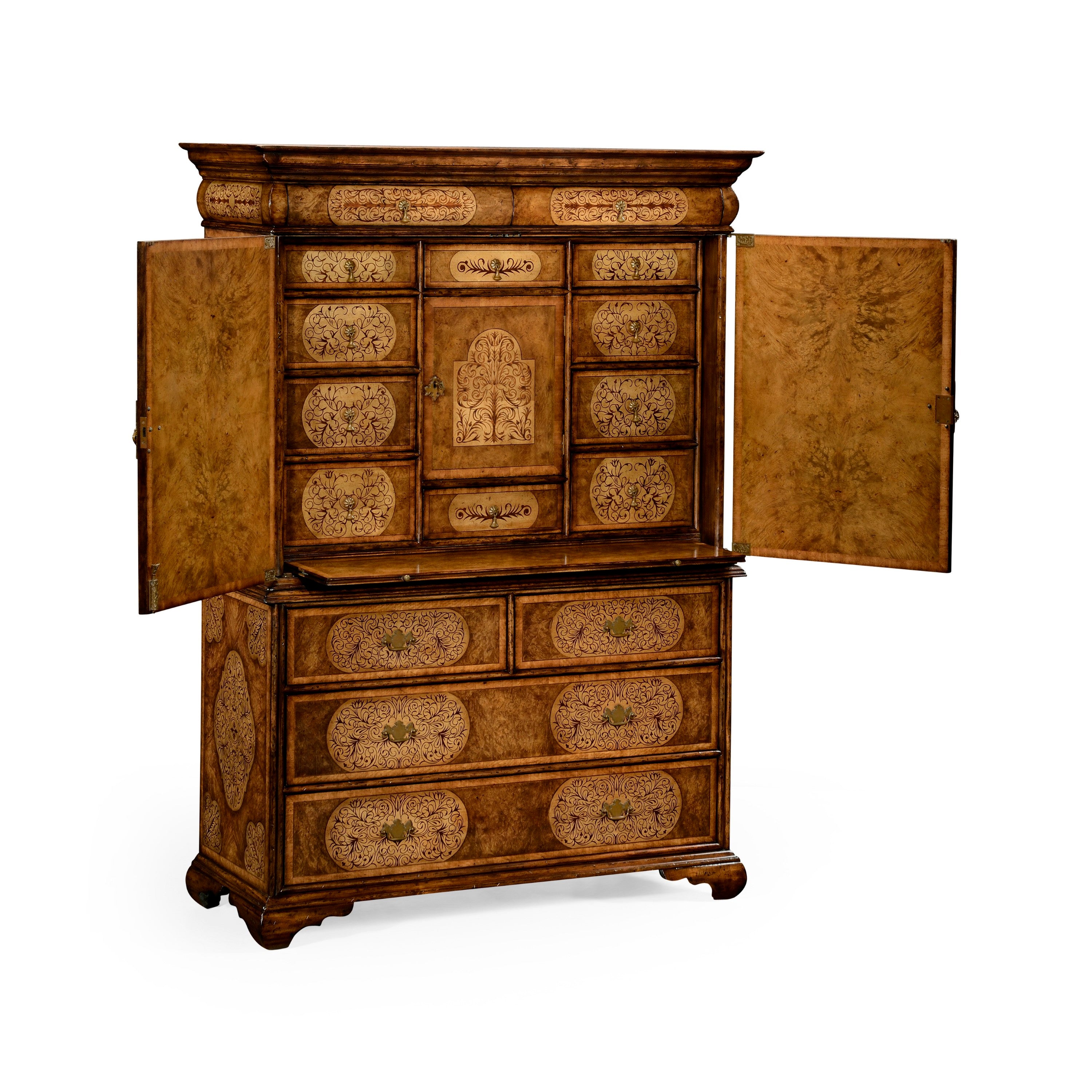 Jonathan Charles Light Walnut & Seaweed Escritoire Cabinet ( 492252-WLL )