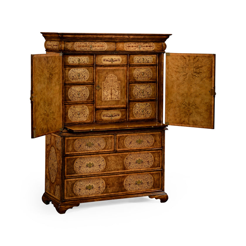 Jonathan Charles Light Walnut & Seaweed Escritoire Cabinet ( 492252-WLL )
