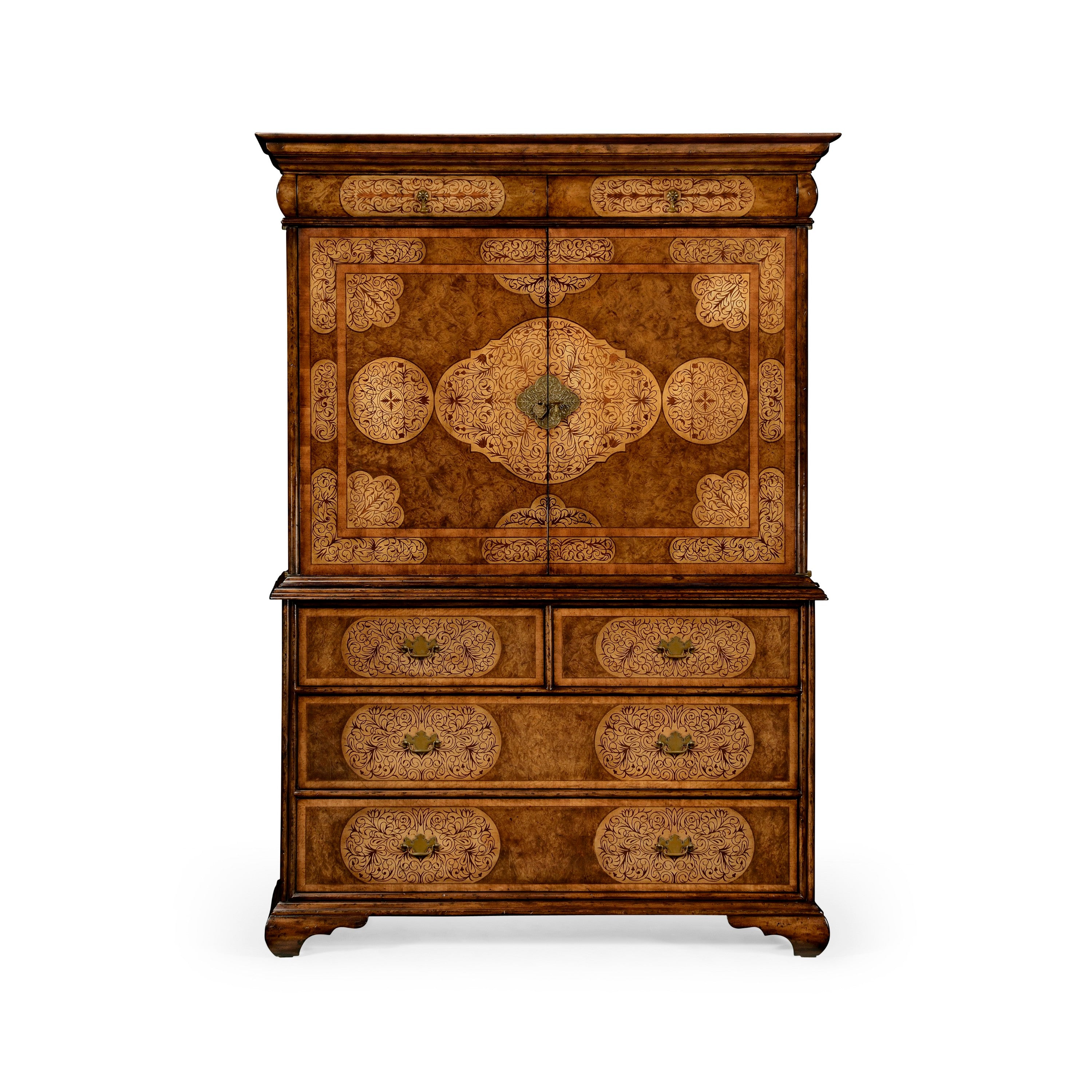 Jonathan Charles Light Walnut & Seaweed Escritoire Cabinet ( 492252-WLL )