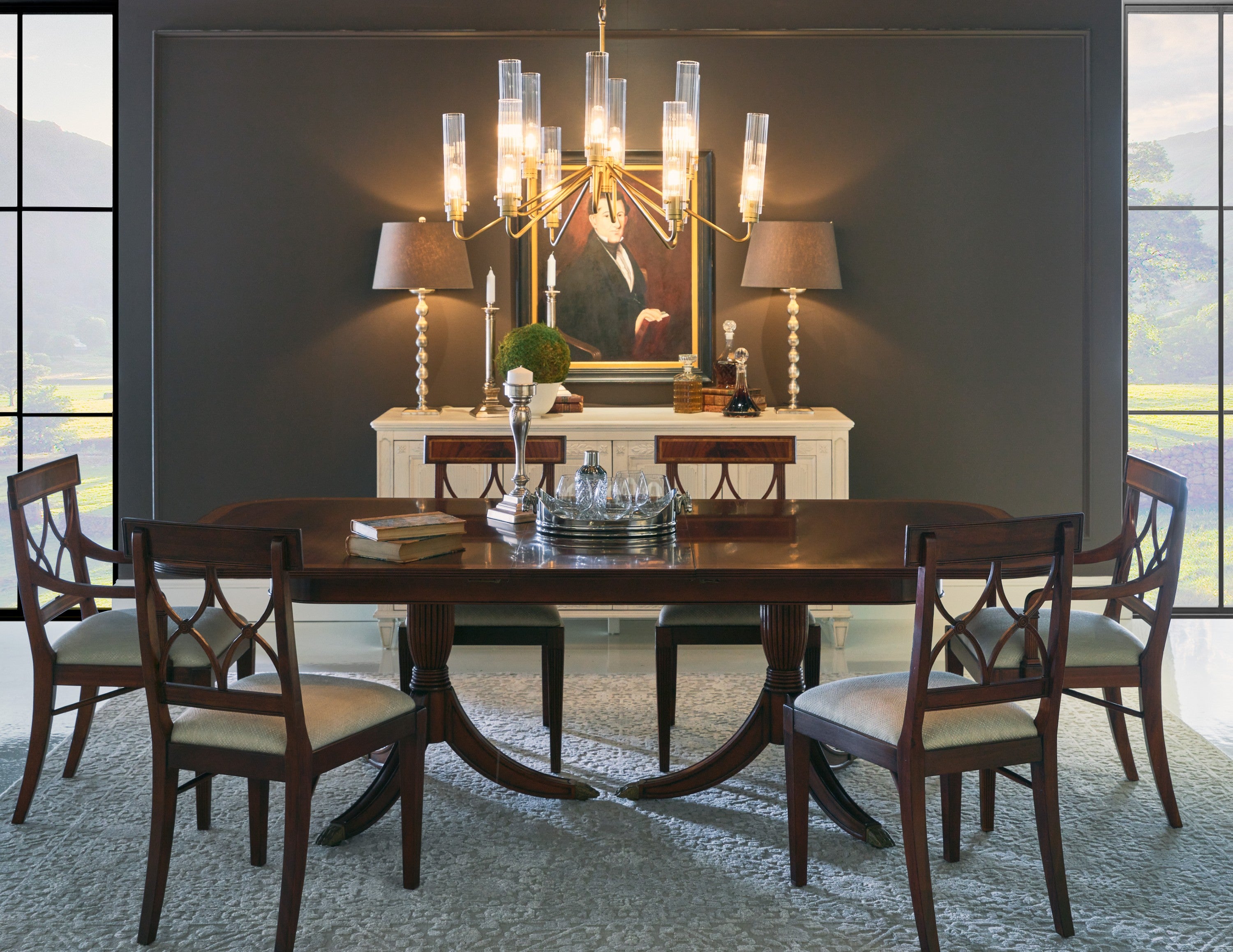 Jonathan Charles Regency Mahogany Extending Dining Table