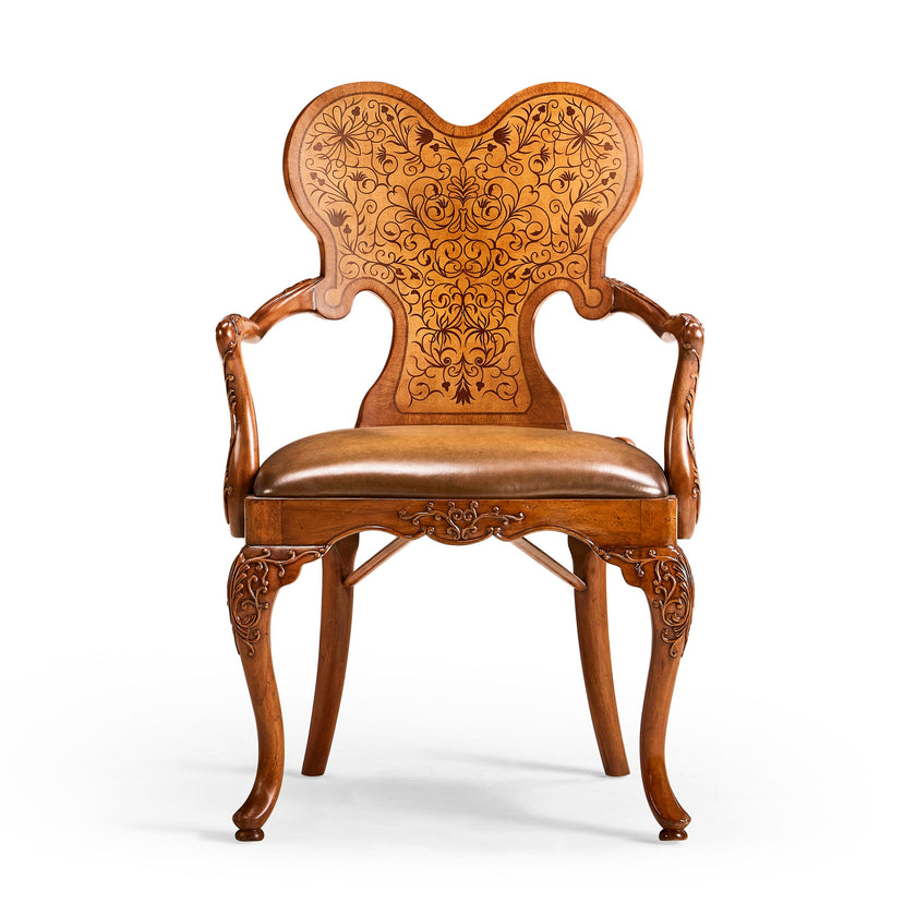Jonathan Charles Seaweed Marquetry Armchair ( 492802-AC-WAL-L002 )