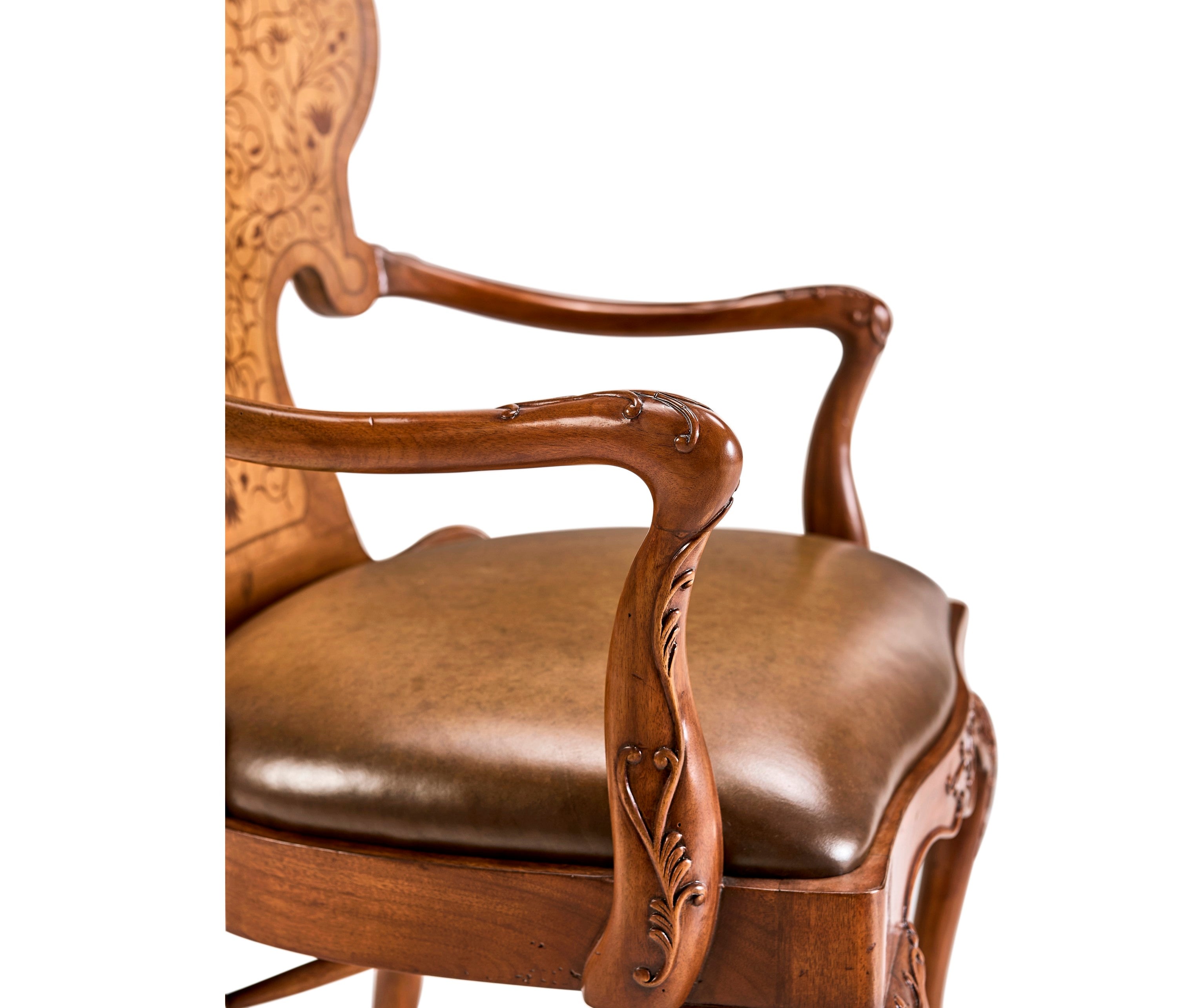 Jonathan Charles Seaweed Marquetry Armchair ( 492802-AC-WAL-L002 )