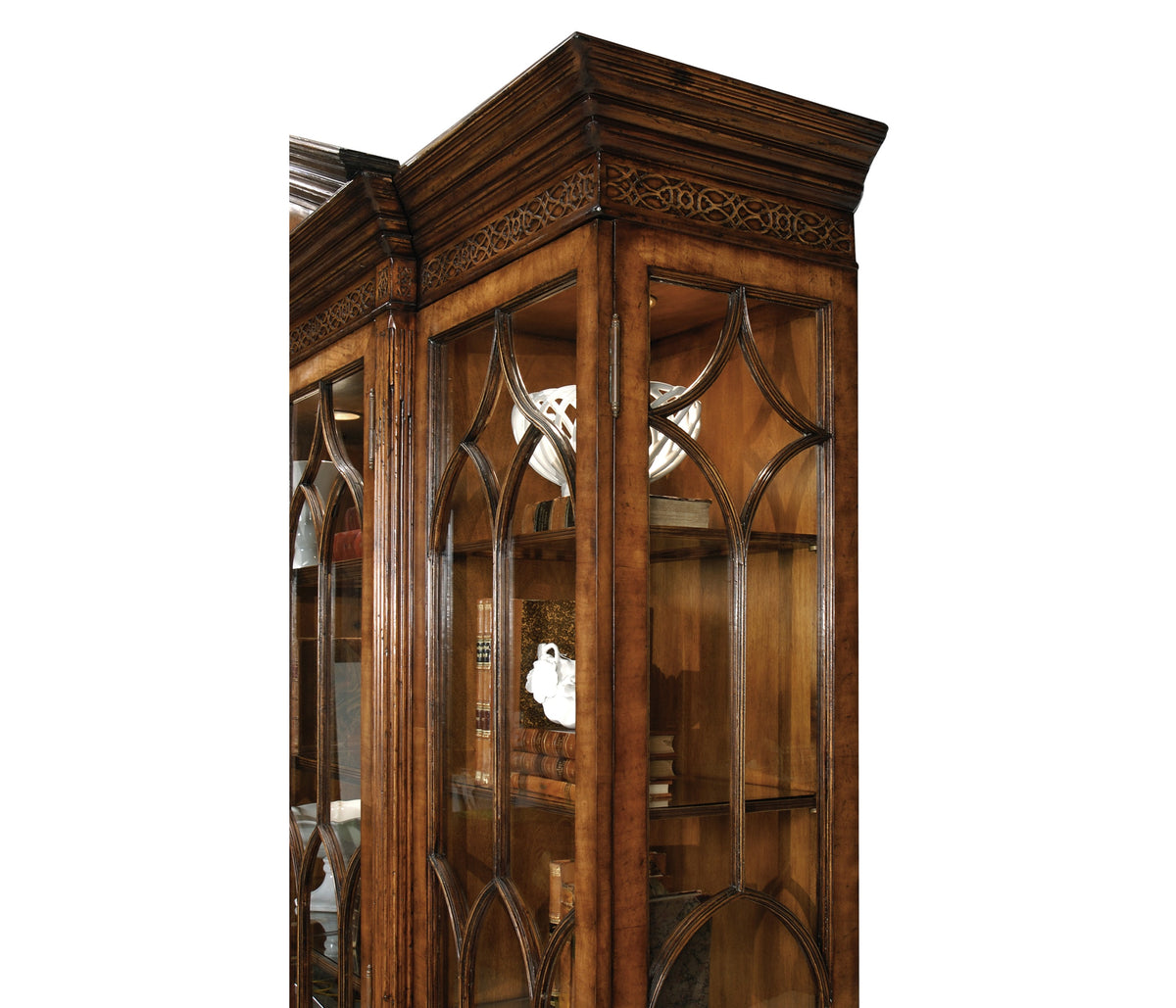 Jonathan Charles Triple Display Cabinet with Pediment ( 493073-WAL )