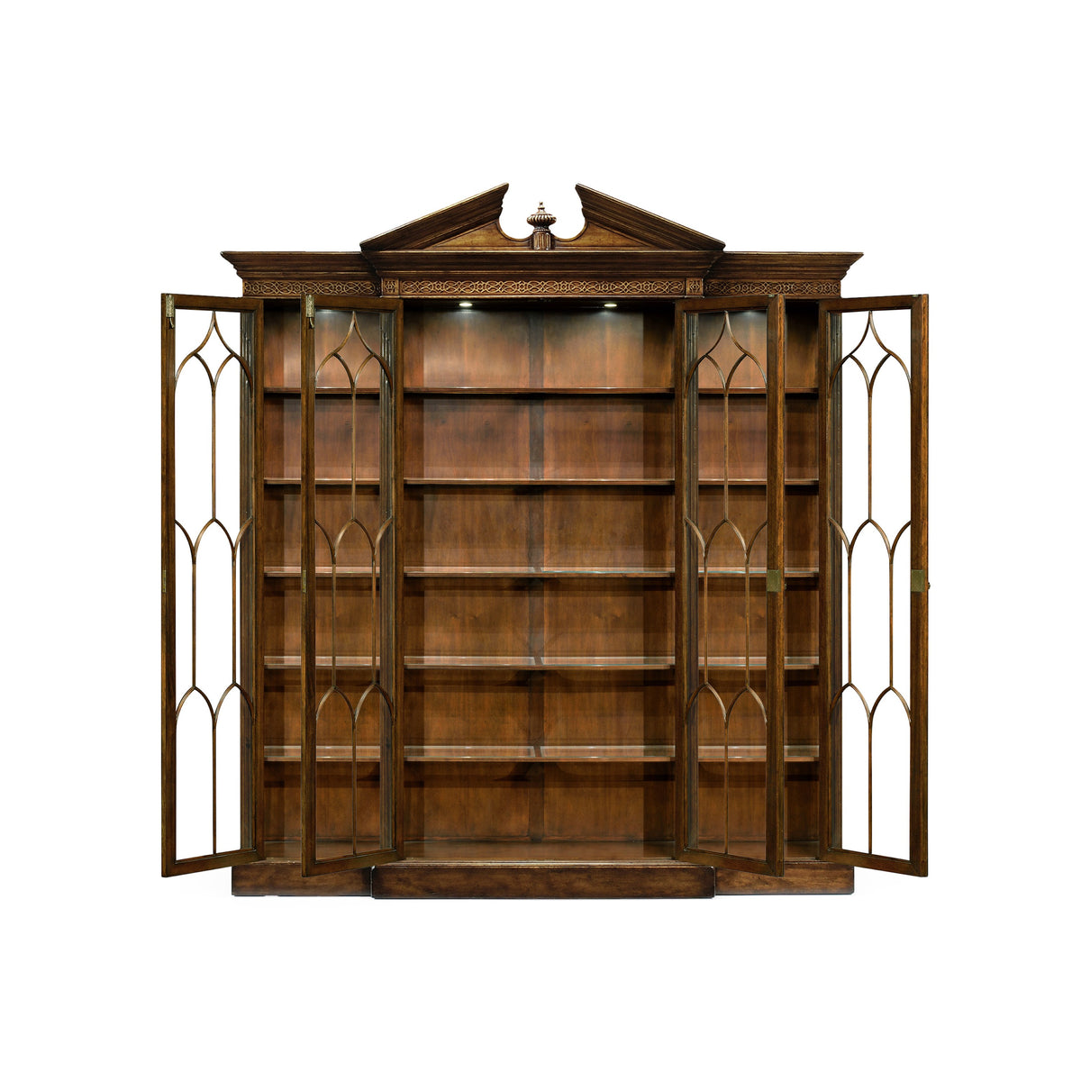 Jonathan Charles Triple Display Cabinet with Pediment ( 493073-WAL )