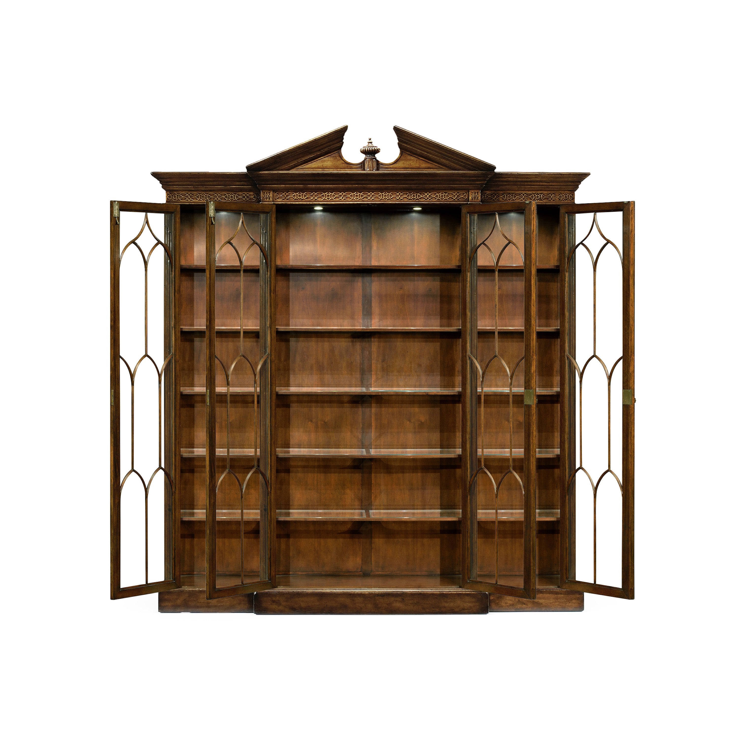 Jonathan Charles Triple Display Cabinet with Pediment ( 493073-WAL )