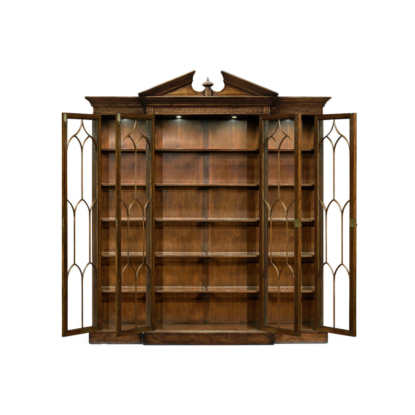 Jonathan Charles Triple Display Cabinet with Pediment ( 493073-WAL )