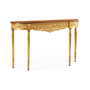 Jonathan Charles Louis IV Style Narrow Gilded Console ( 493239-GIL )