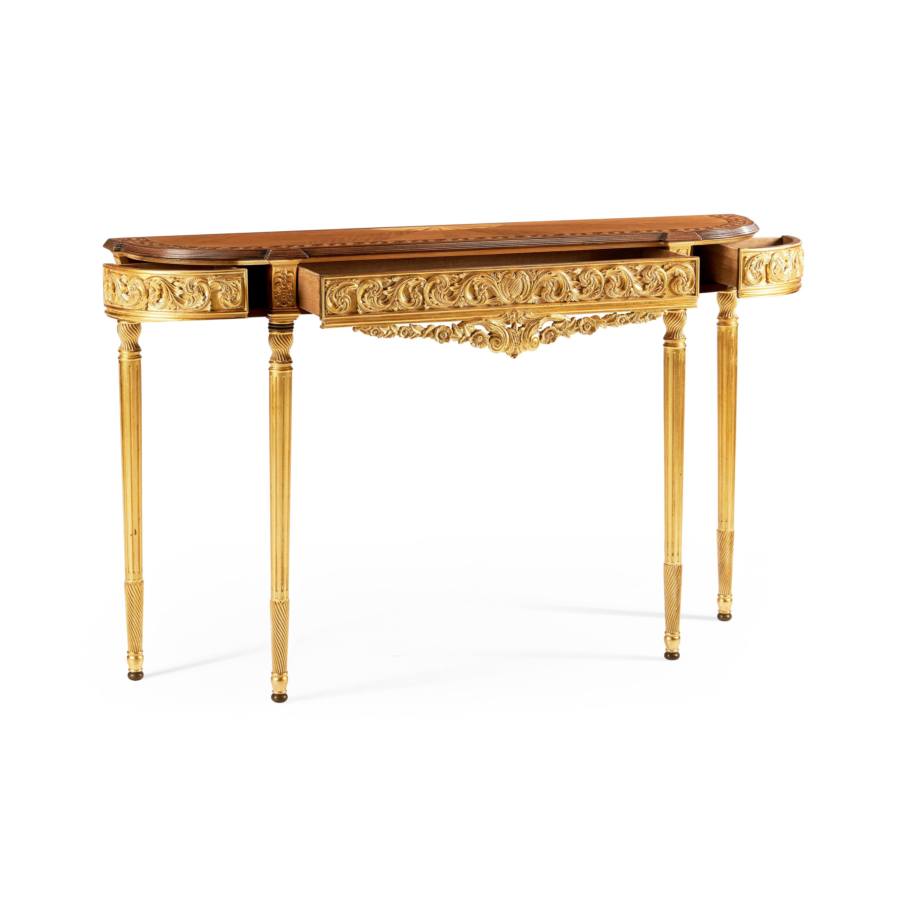 Jonathan Charles Louis IV Style Narrow Gilded Console ( 493239-GIL )