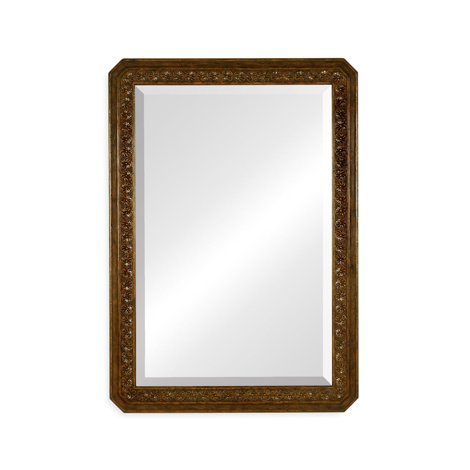 Jonathan Charles Dark Oak Rect Mirror with Carved Rosette ( 493116 )