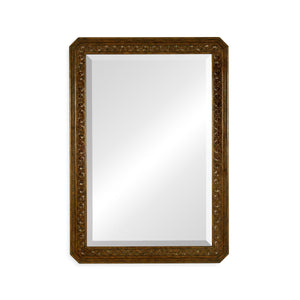 Jonathan Charles Dark Oak Rect Mirror with Carved Rosette ( 493116 )