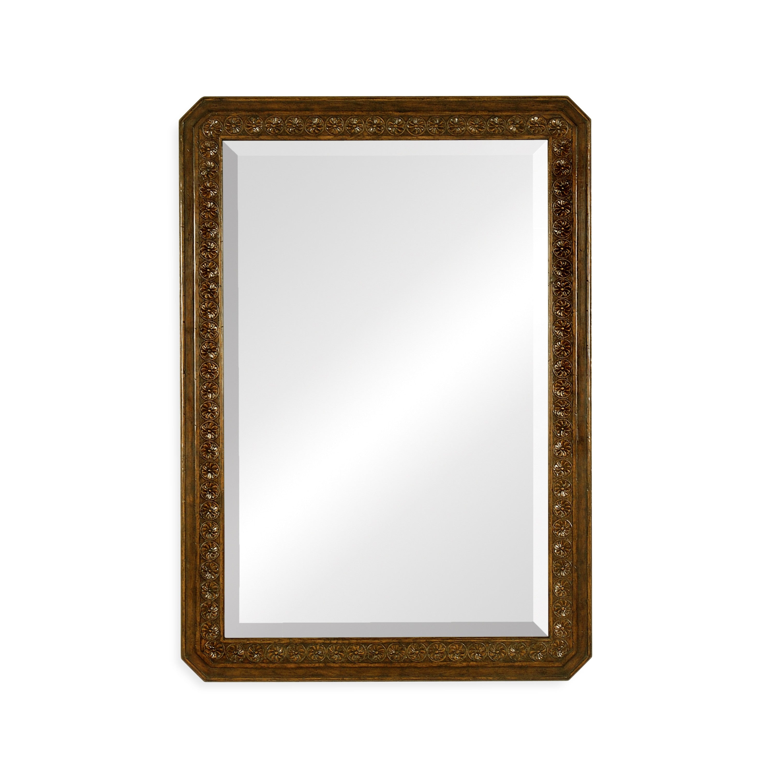 Jonathan Charles Dark Oak Rect Mirror with Carved Rosette ( 493116 )