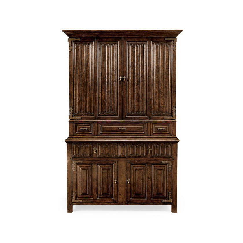 Jonathan Charles Linenfold Dark Oak TV Cabinet ( 493177-TDO )
