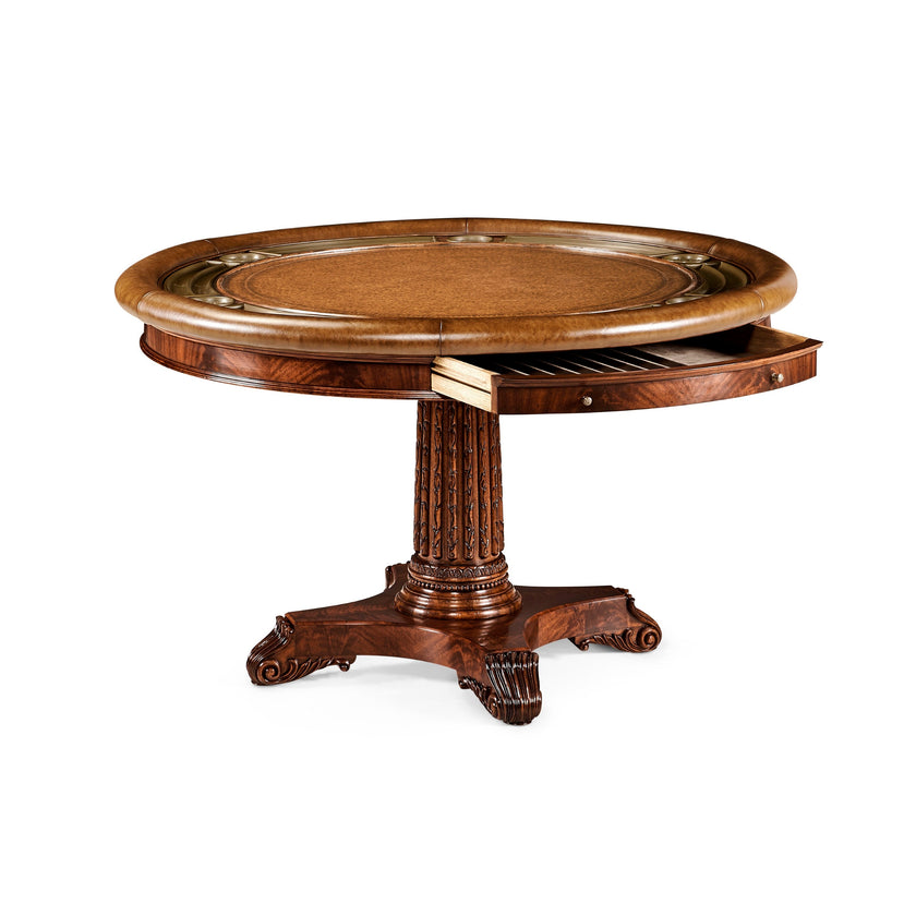 Jonathan Charles Mahogany Round Poker Table
