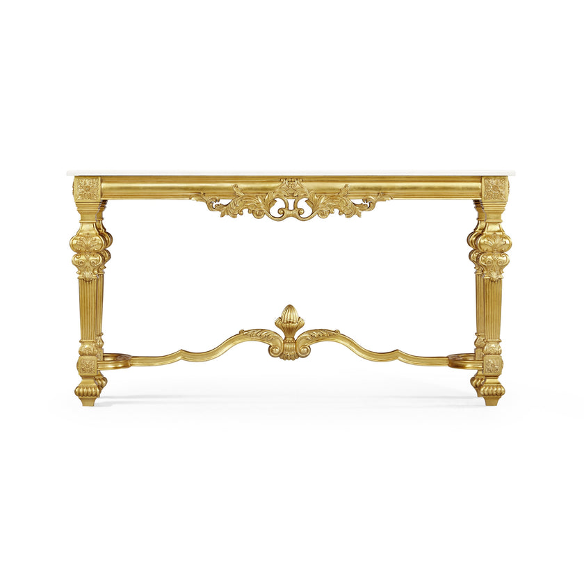 Jonathan Charles Marble Topped Baroque Gilded Console ( 493558-GIL )
