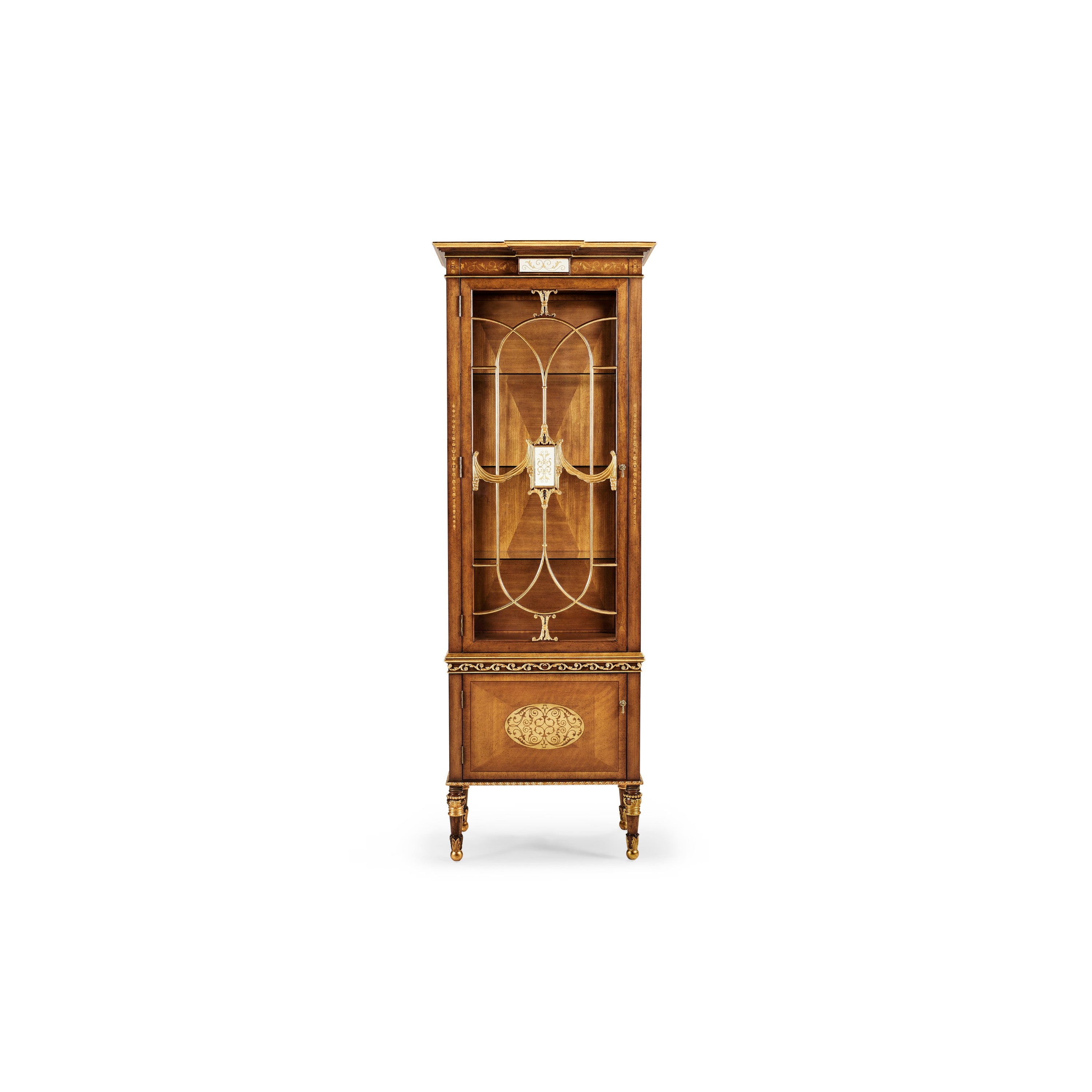 Jonathan Charles Narrow Satinwood Display Cabinet ( 493585-SAM )