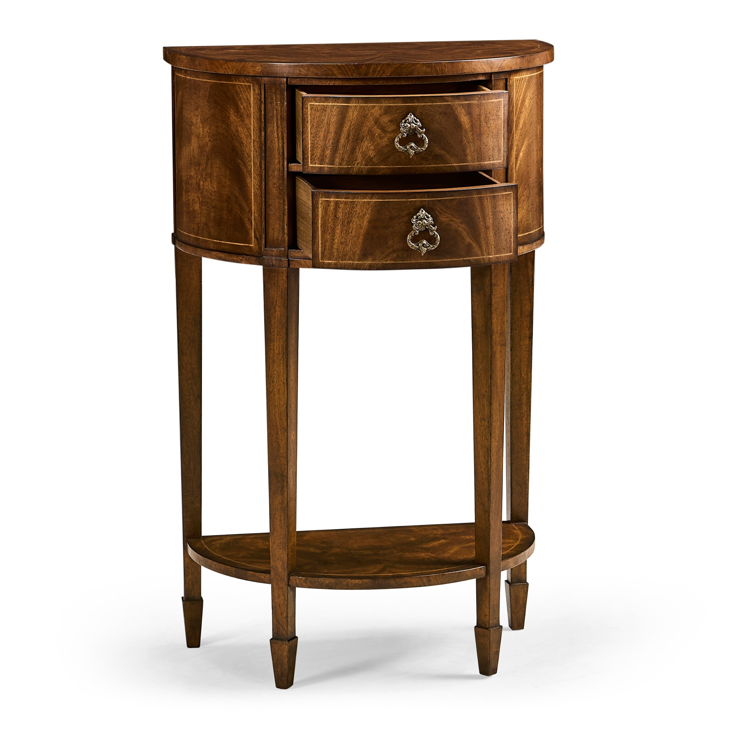 Jonathan Charles Crotch Walnut Demilune Narrow Tables ( 493929-CWM )