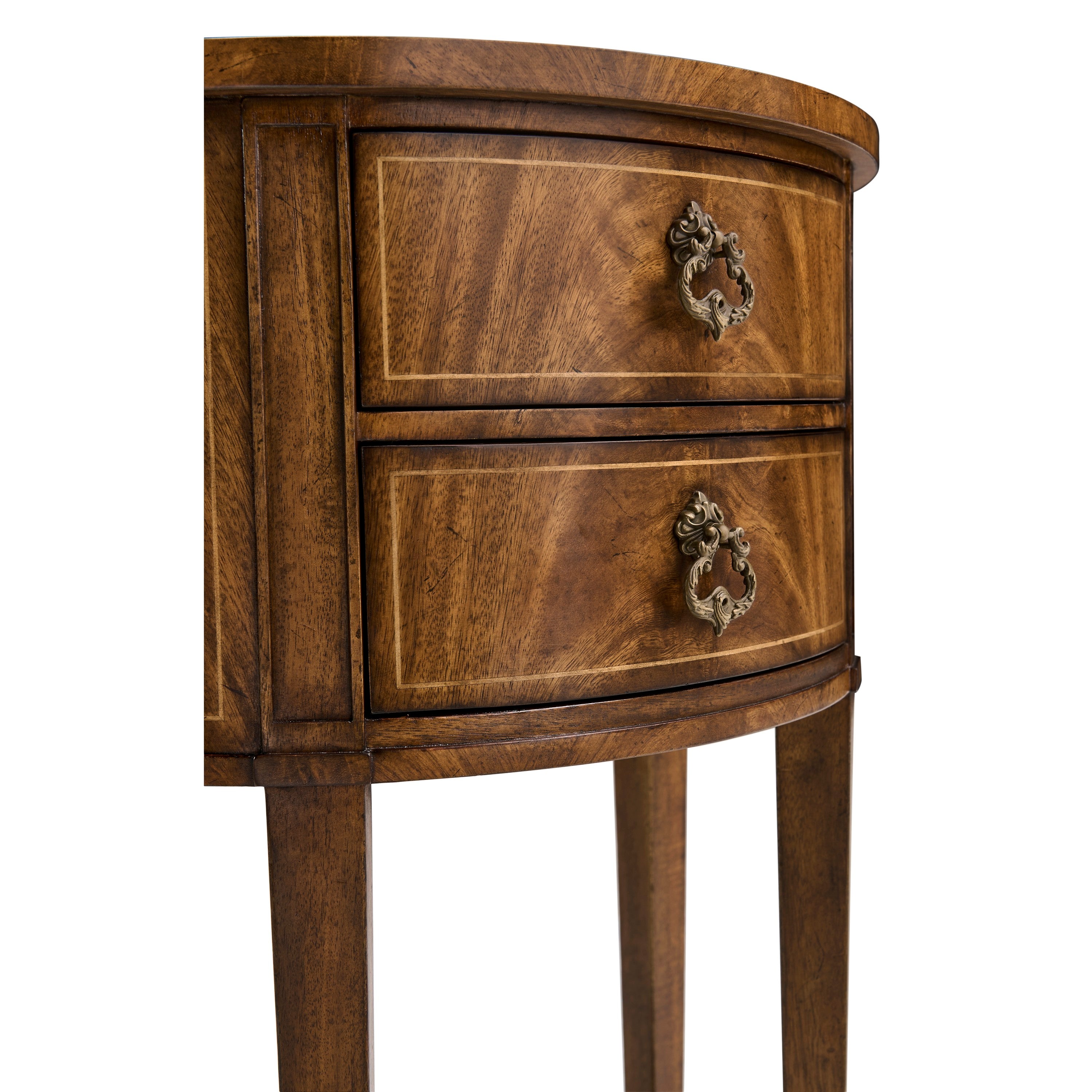 Jonathan Charles Crotch Walnut Demilune Narrow Tables ( 493929-CWM )