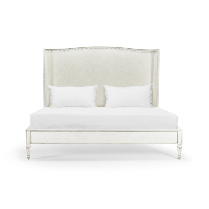 Jonathan Charles White Antisolar Upholstered Shelter King Bed