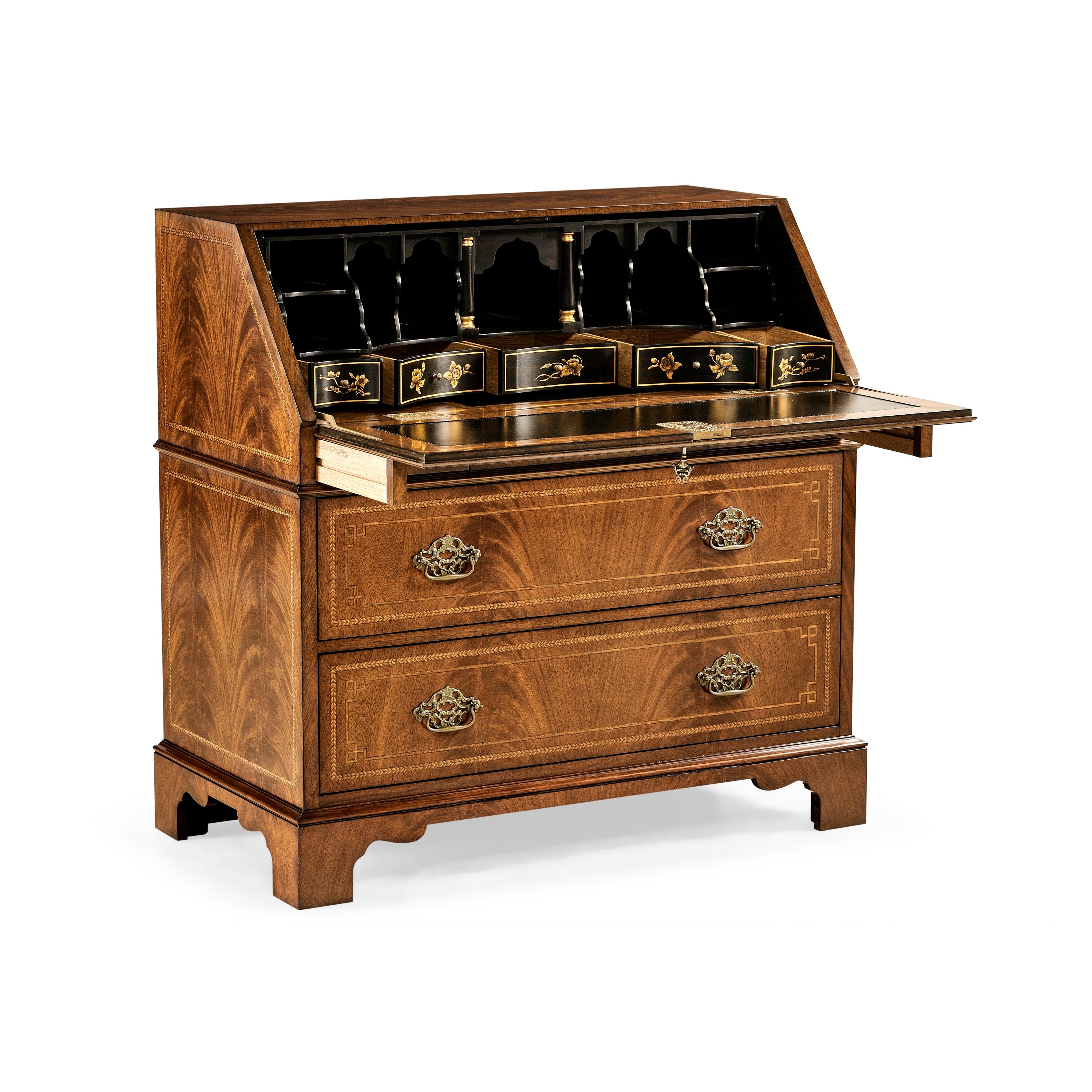 Jonathan Charles Queen Anne Fall Front Walnut Bureau ( 494558-CWM )