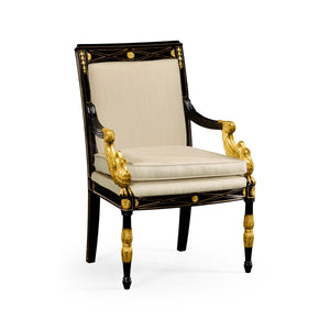 Jonathan Charles Kensington Swan Arm Chair ( 494983-BLA-F001 )