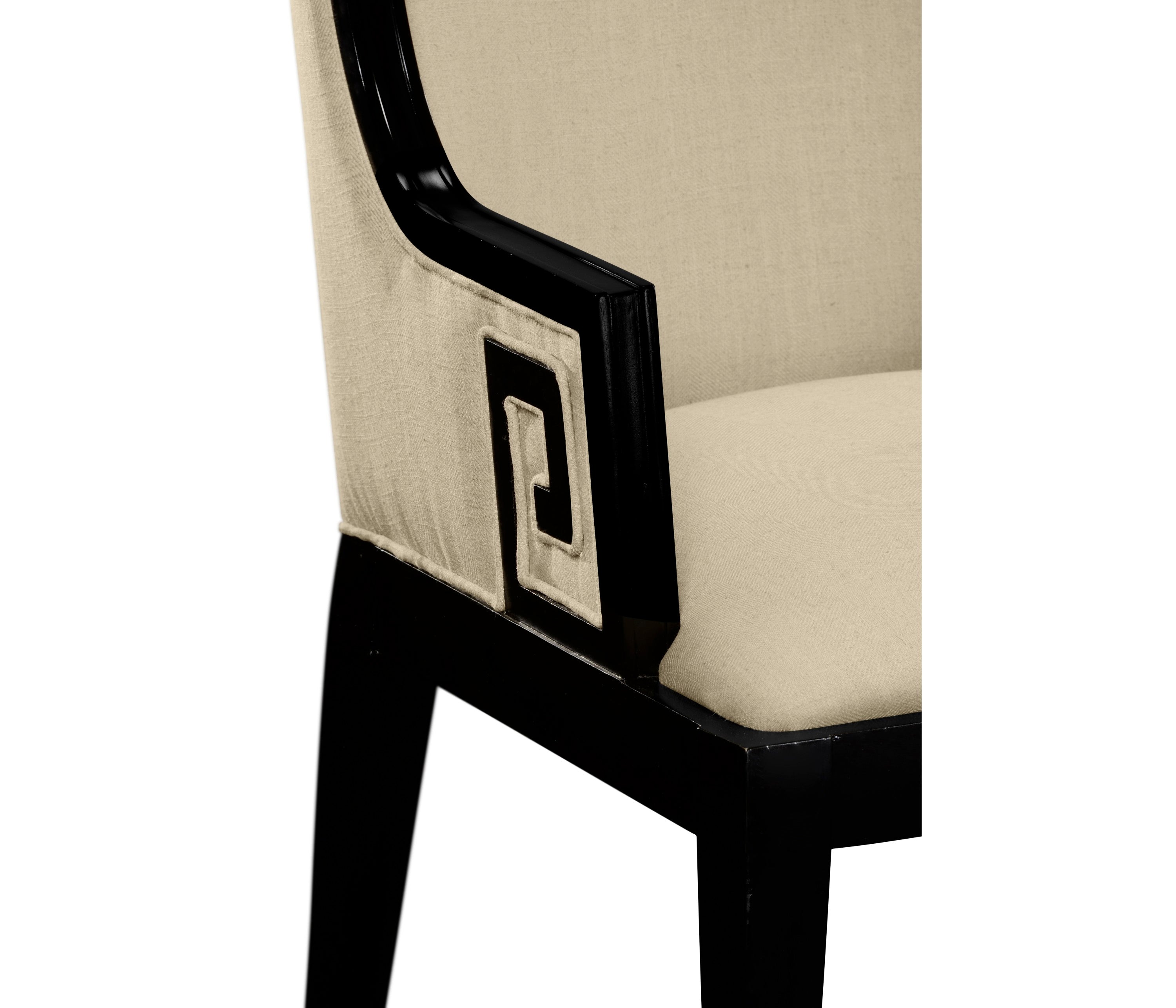 Jonathan Charles Greek Design Biedermeier Black Arm Chair ( 495047-AC-BLA-F001 )