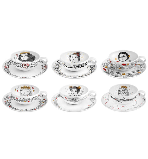 Vista Alegre Rainhas De Portugal Tea Cup and Saucers - Set of 6