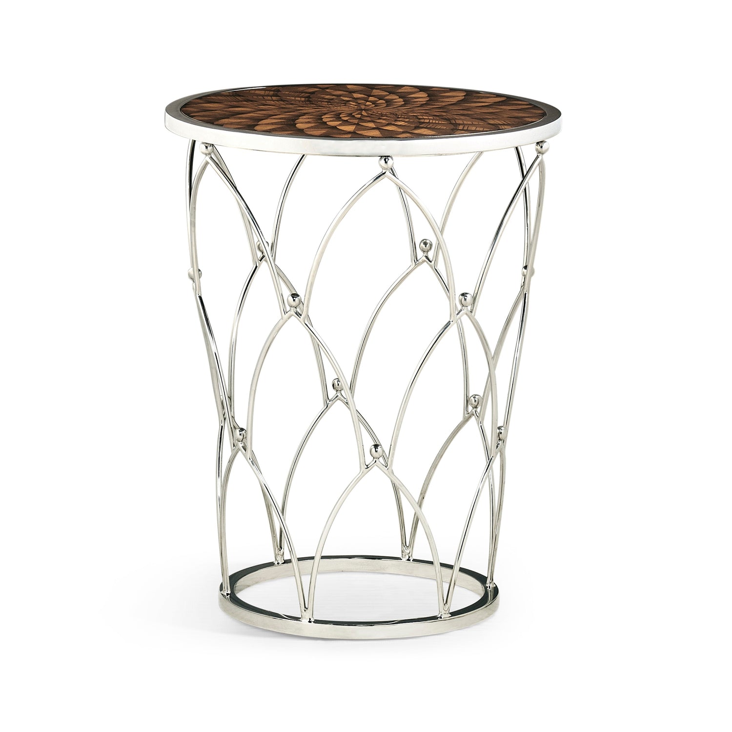 Jonathan Charles Feather Stainless Steel Round Side Table ( 495448-ZEB )