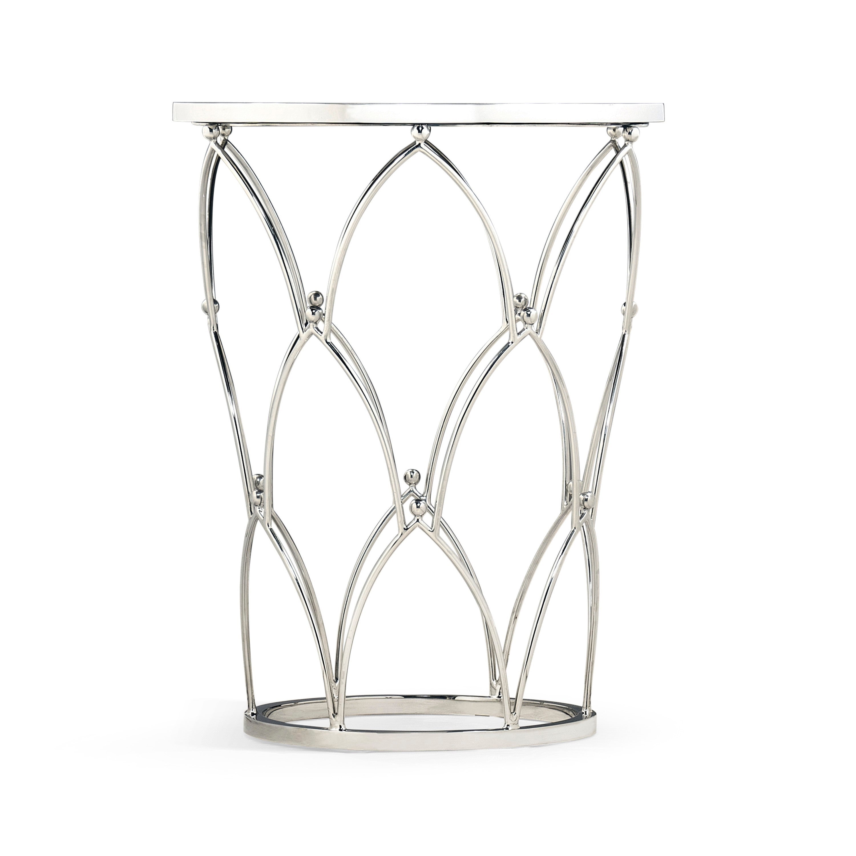 Jonathan Charles Feather Stainless Steel Round Side Table ( 495448-ZEB )