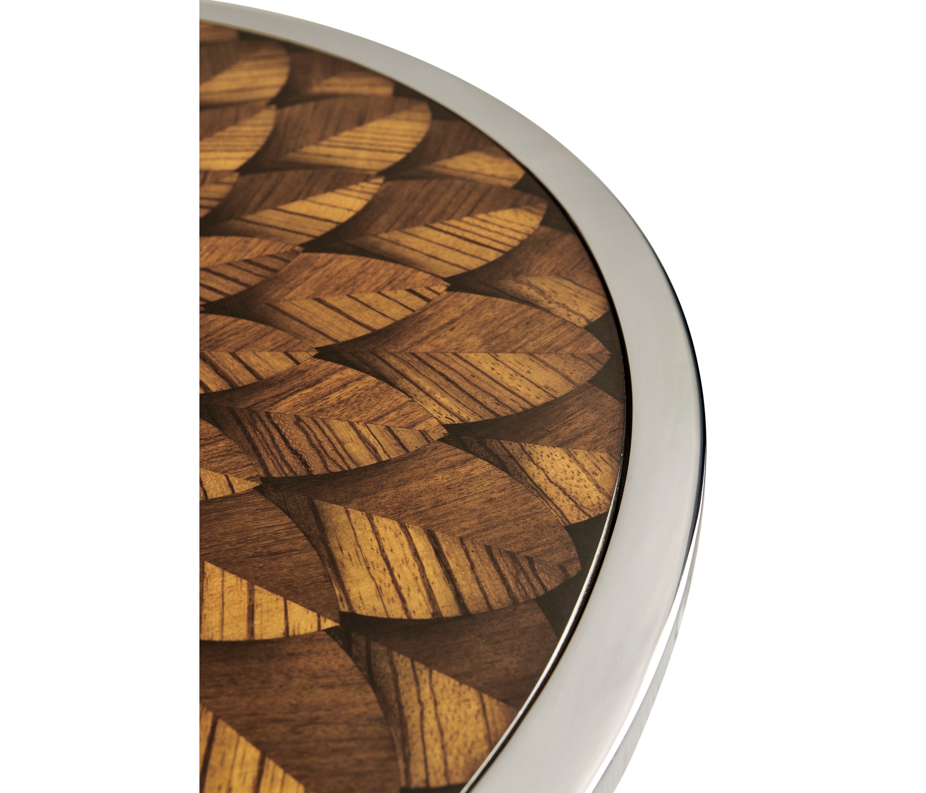 Jonathan Charles Feather Stainless Steel Round Side Table ( 495448-ZEB )