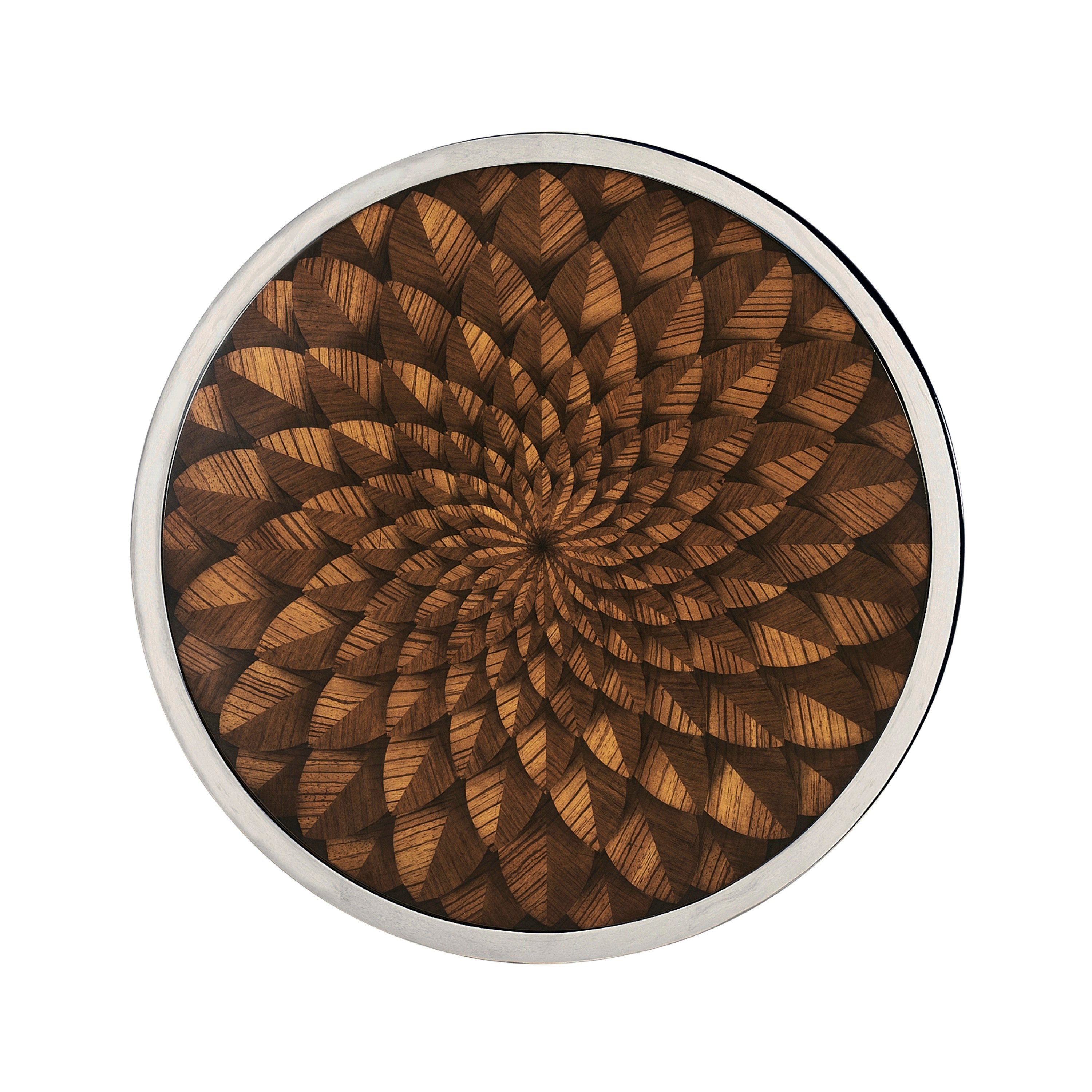 Jonathan Charles Feather Stainless Steel Round Side Table ( 495448-ZEB )