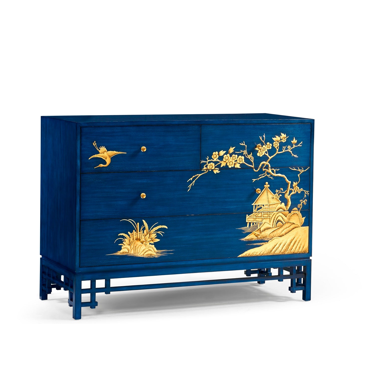 Jonathan Charles Chinoiserie Antique Blue Chest of Drawers ( 500249-PRB )