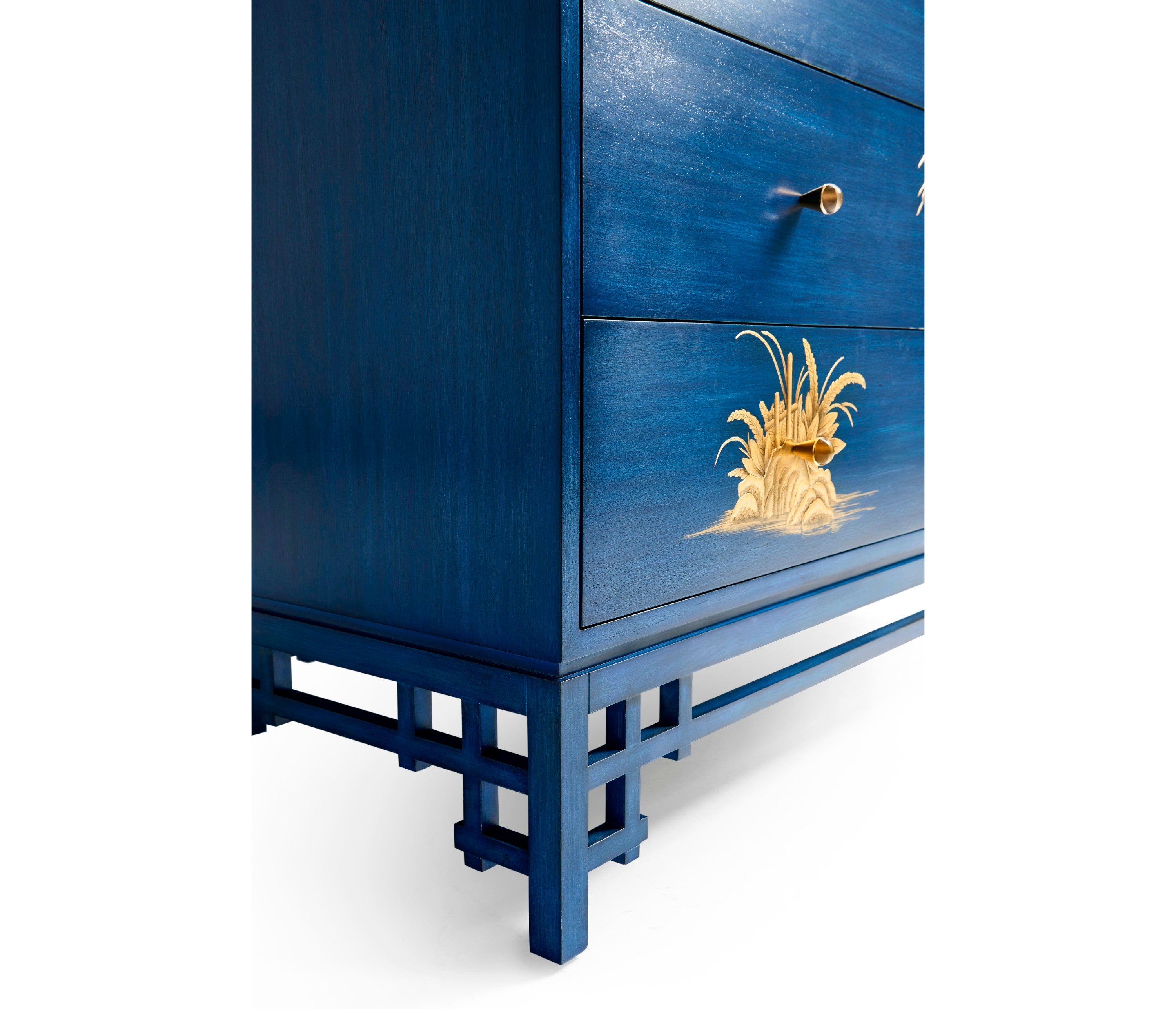 Jonathan Charles Chinoiserie Antique Blue Chest of Drawers ( 500249-PRB )