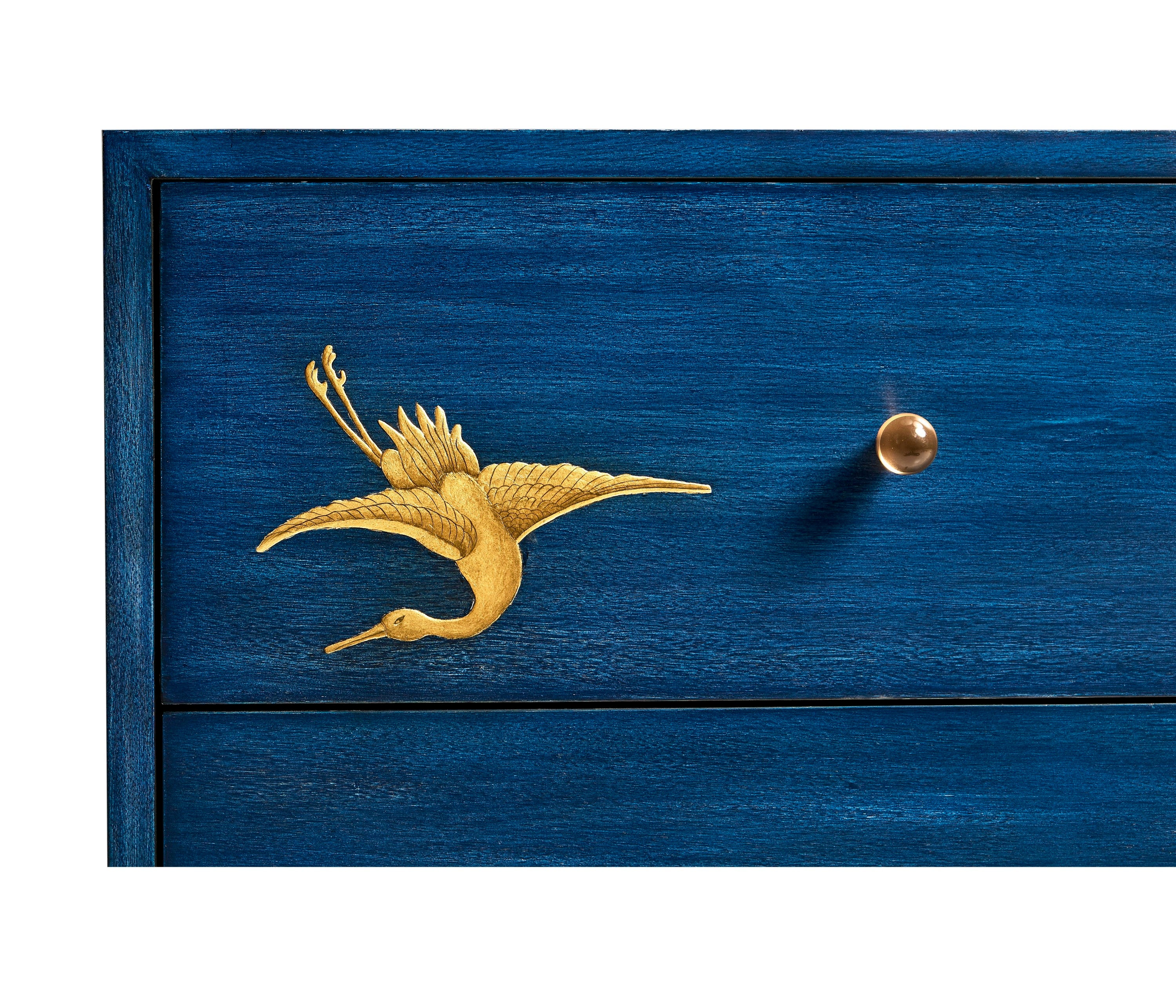 Jonathan Charles Chinoiserie Antique Blue Chest of Drawers ( 500249-PRB )