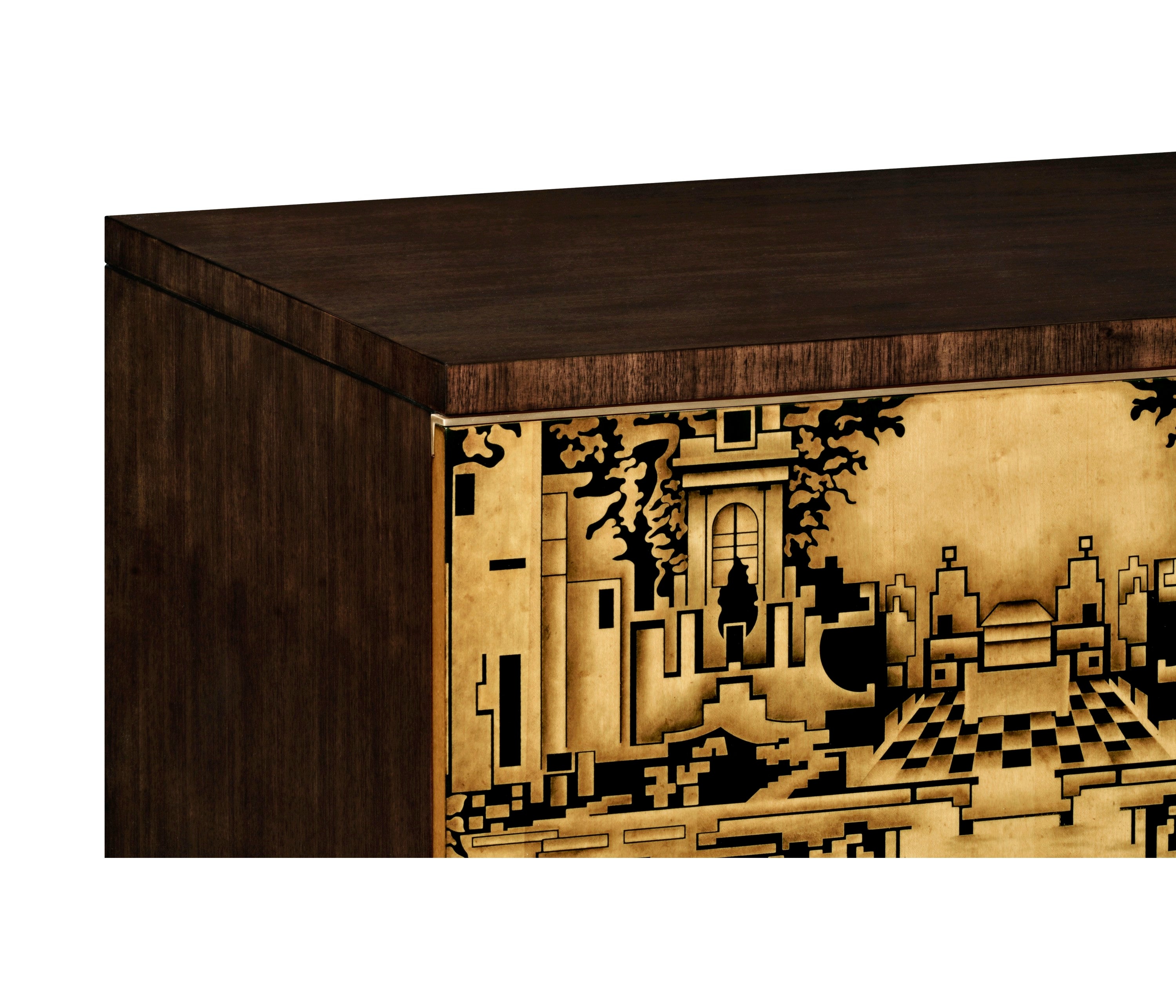Jonathan Charles Dark Gold Hand Painted TV Cabinet ( 500142-WDG )