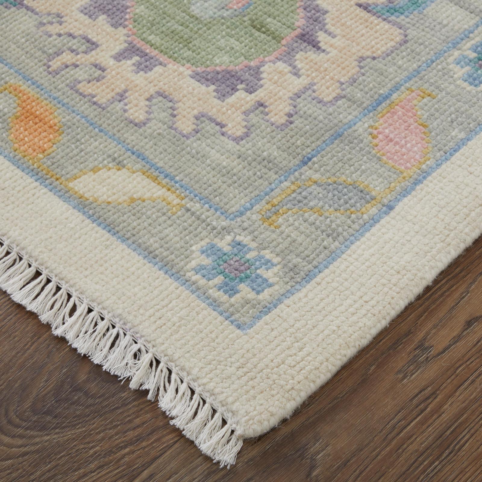 Feizy Karina 69G9F Transitional Floral & Botanical Rug in Ivory/Orange/Blue